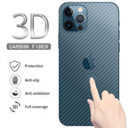 2Pcs Carbon Fiber Matte Back Film For iPhone 14 13 12 Mini 11 Pro XR X XS Max 7 8 Plus SE3 Transparent Scratch Resistant Sticker Slim Fit Clear Transparent 3D Carbon Fiber Back Skin Rear Screen Guard Protector Sticker Stevvex