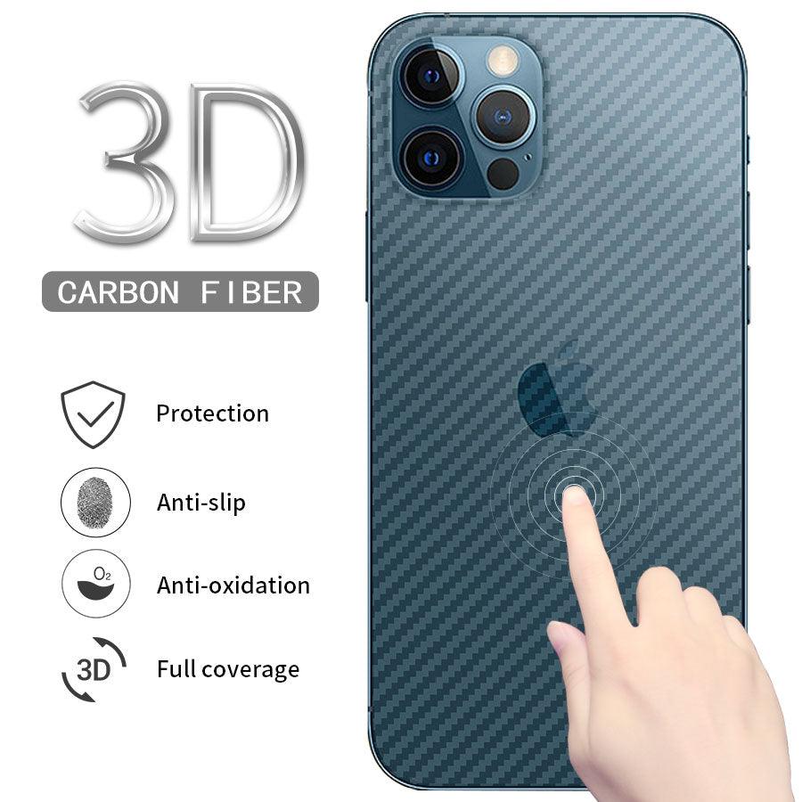 2Pcs Carbon Fiber Matte Back Film For iPhone 14 13 12 Mini 11 Pro XR X XS Max 7 8 Plus SE3 Transparent Scratch Resistant Sticker Slim Fit Clear Transparent 3D Carbon Fiber Back Skin Rear Screen Guard Protector Sticker Stevvex