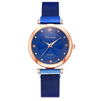 Fashion Set Women Watches Luxury Magnet Buckle Flower Rhinestone Watch Ladies Quartz Wrist Watch  WIth Bracelet In Set For Women and Girls