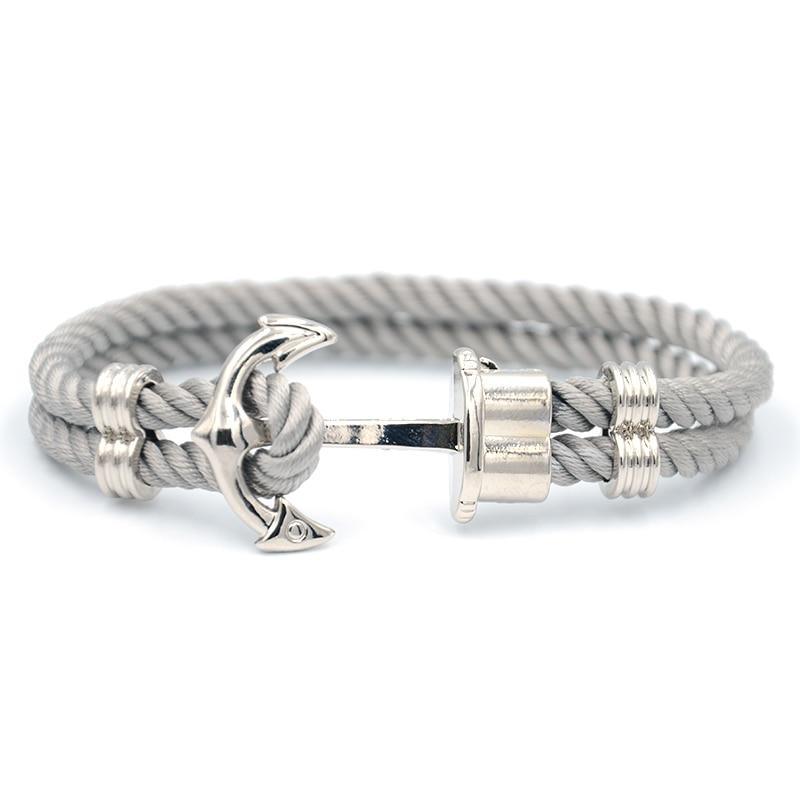 Luxury Modern Handmade Stainless Stell Men Anchor Bracelet made of Nylon in Navy Blue Color For Man - SJB-DIAMOND ELITES