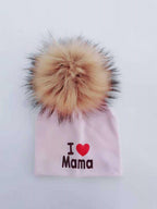 Newborn Cotton Hats Baby Pom Pom Childre Infant Hats For BabY Boys and Girls Wth Printed "I love mama " and " Design
