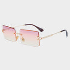 Fashion Rimless  Women Trendy Small Rectangle Sunglasses With High Quality metal frame And UV400 Protection - SJB-DIAMOND ELITES