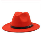 Vintage Winter Autumn Woolen Women Men Belt Buckle Fedora Hat Classic Wide Brim Floppy Hat Retro Warm Top Hat Vintage Cap Women Fedoras Durable Hat