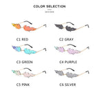 NEW 2021 Fashion Fire Flame Sunglasses For Women With Brand Design Rimless Wave Eyewear Luxury Trending Narrow Style - SJB-DIAMOND ELITES