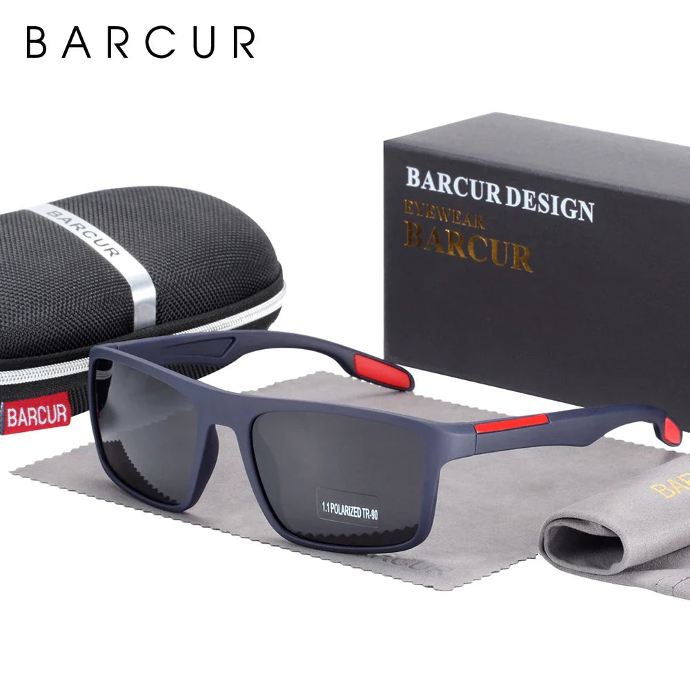 BARCURTR90 Ultralight Polarized Sunglasses for Men Vintage Square Eyewear with UV400 Protection for Summer Stevvex