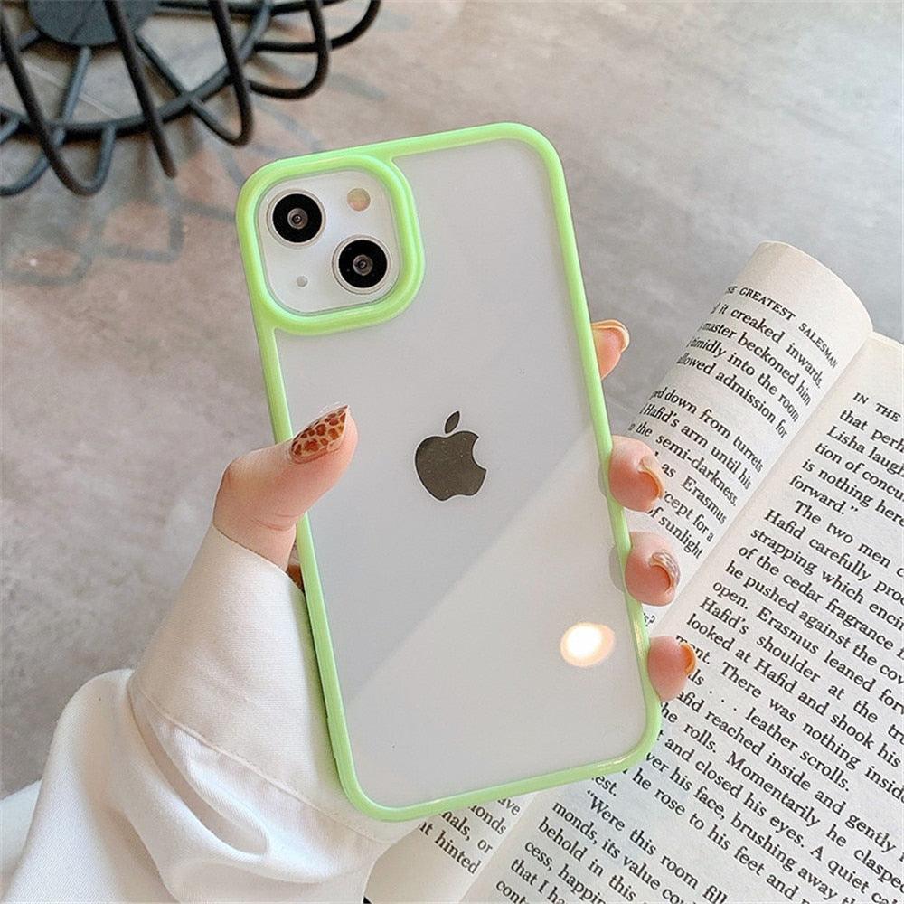 Unisex Cute Shockproof Silicone Bumper Phone Case For iPhone 14 11 12 13 Pro Max Colorful Transparent Protection Back Cover Silicone Protective Cover For iPhone Stevvex