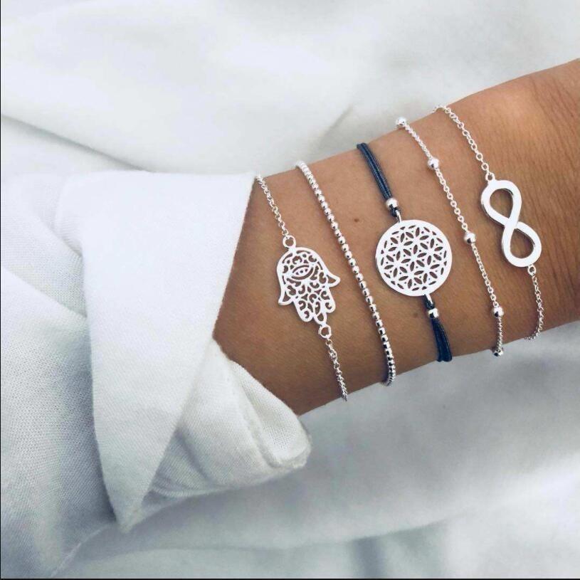 Boho Rose Map Bracelets & Bangles for Women Bohemian Round  Charm Bracelet Set Fashion Multilayer Accessories Luxury Jewelry - SJB-DIAMOND ELITES