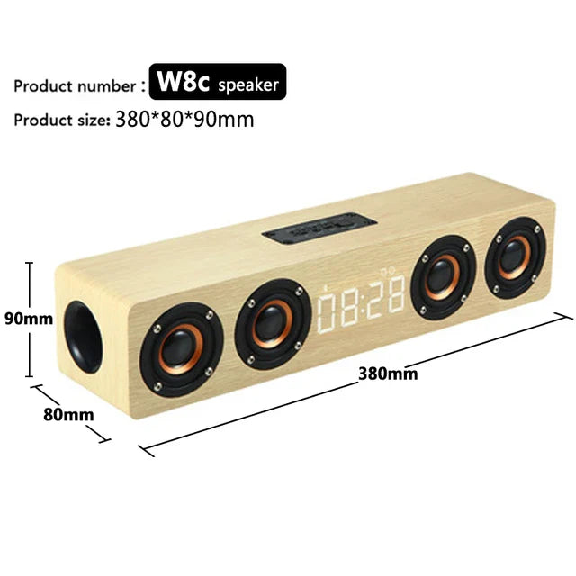 Wooden Bluetooth Speaker Portable Wireless Subwoofer Clock Soundbox Home Computer Echo Wall Soundbar HiFi Stereo TF AUX U Disk Lootquake LLC