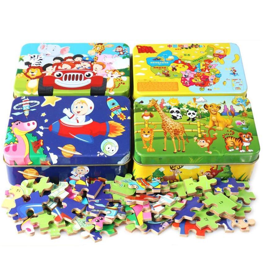 New 60 Pieces Wooden Puzzle Kids Toy Cartoon Animal Wooden Puzzles Child Early Educational Learning Toys for Christmas Gift - SJB-DIAMOND ELITES