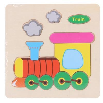 Baby Toys Wooden 3D Puzzle Cartoon Animal Intelligence Kids Educational Brain Teaser Children Tangram Shapes Learning - SJB-DIAMOND ELITES