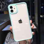 Transparent Shockproof Bumper Phone Case For iPhone 11 12 13 14 Pro Max Mini Cute Candy Color Hard Cover  Luxurious Translucent Case for iPhone Stevvex