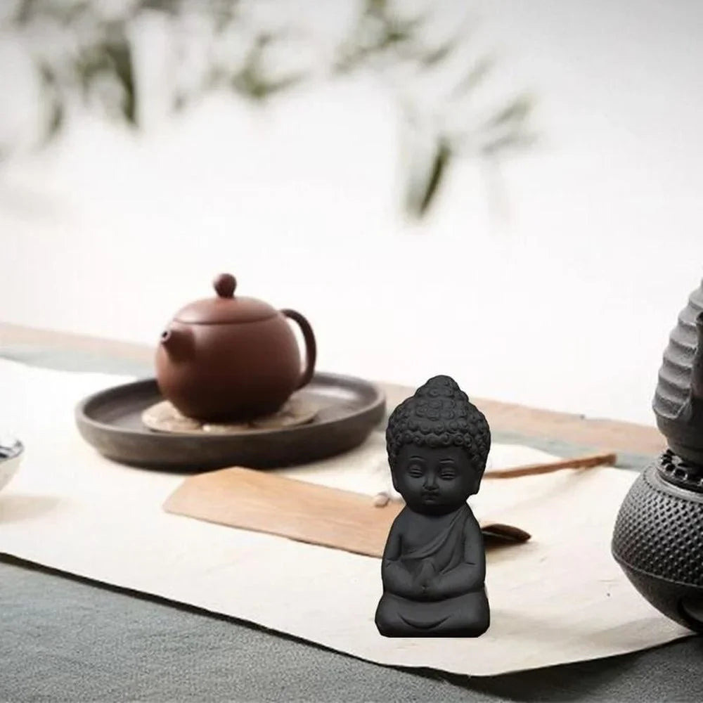 Meditating Baby Buddha Statue Buddha Figurine Decor Zen Monk Sculpture Jardin Lawn Sitting Buddha Tea Pet Ornament