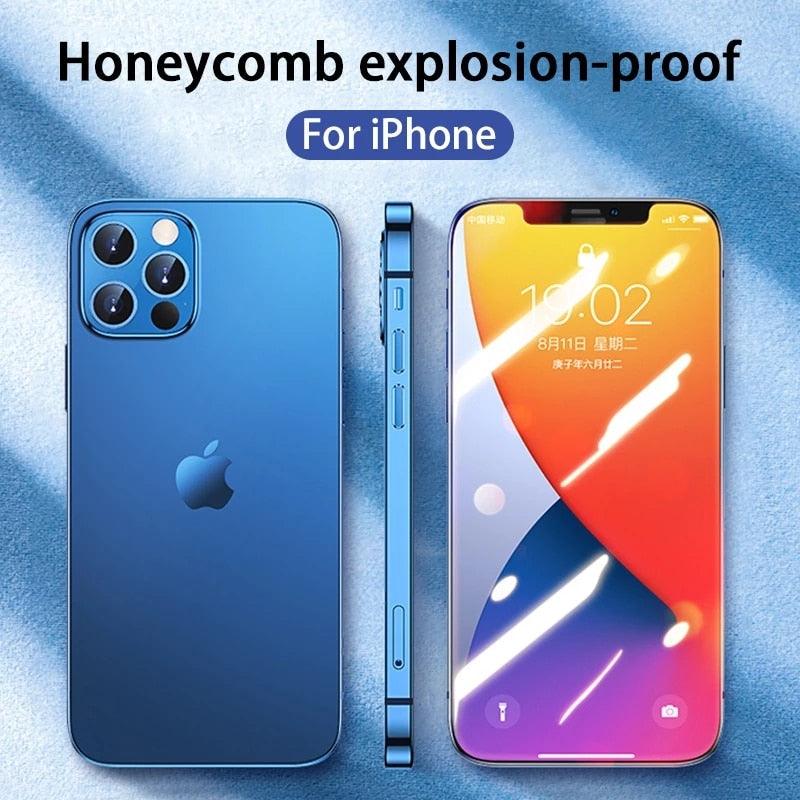20000D Curved Full Cover Glass On For iPhone 12 Mini 11 12 Pro X XR XS Max SE 6 6S 7 8 Plus Tempered Glass Film Screen Protector Tempered Glass Protective Film HD Clear Screen Glass For iPhone Stevvex