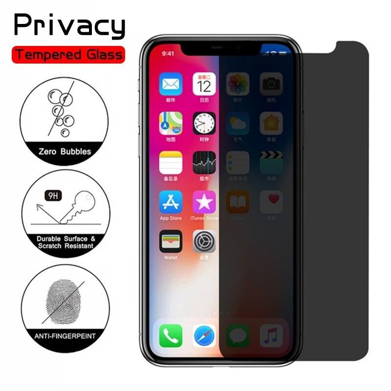 3PCS Anti-spy Protective Tempered Glass for IPhone 11 12 13 14 Pro Max 12 Mini X XS XR 6 6S 7 8 Plus Privacy Screen Protectors Anti-Spy HD Tempered Glass Shatterproof Shockproof Screen Protector Stevvex