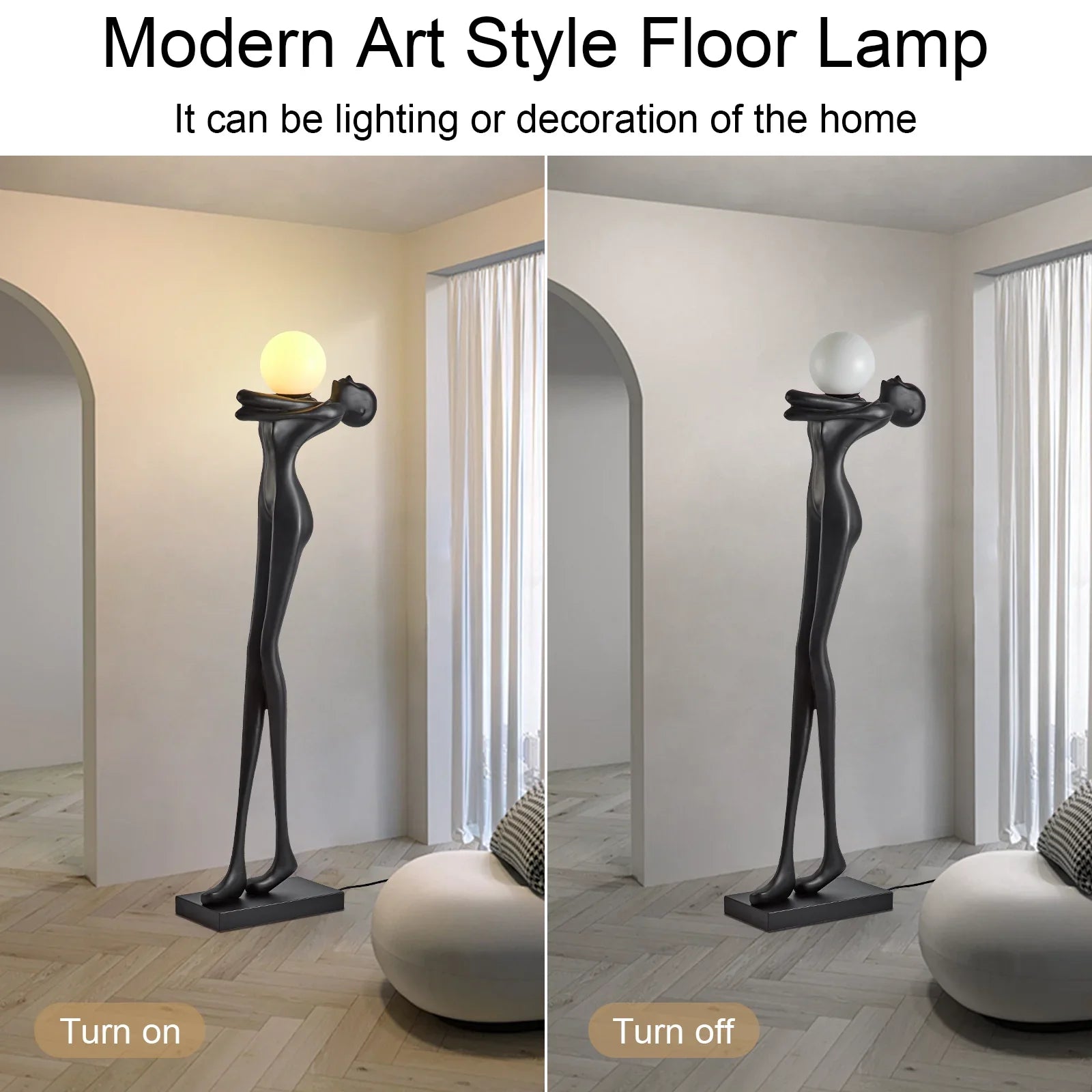 Modern Resin Human Shaped Floor Lamp, Ball Hugger Ornaments Art Sculpture Lamp for Home Decoration Room, Living Room,Coffee Shop