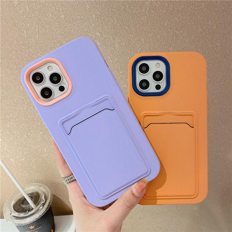 Modern Card Candy Color Phone Case For iPhone 12 11 13 Pro Max 12 13 Pro 11 Shockproof Bumper Soft Back Cover Colorful Silicone Phone Cover Stevvex