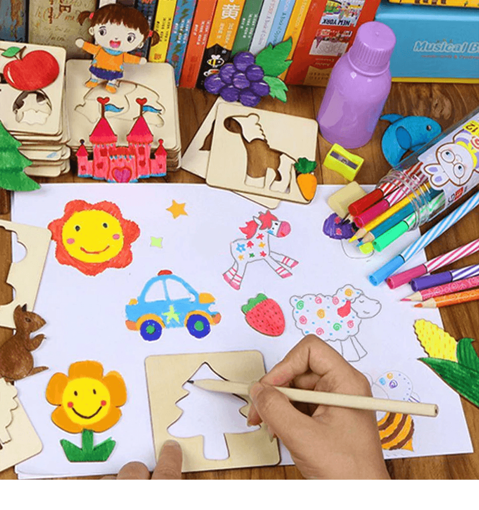 100Pcs Baby Toys Drawing Toys Coloring Board Children Creative Doodles Early Learning Education Toy Boy Girl Learn Drawing Tools - SJB-DIAMOND ELITES