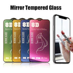 Glue Anti Scratch Mirror Screen Protector Tempered Glass For iphone 13 12 11 Pro XS Max X XR 7 8 Plus Makeup Mirror Tempered Glass for Iphone 11 12Pro 13pro Max Mirror Screen Protectors