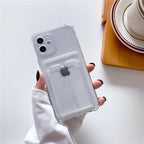 Transparent Wallet Case For iPhone 14 13 12 Pro Max Mini  Shockproof Cover with Card Slots Pockets Slim Fit Thin Protective Soft Shock-Absorbing Lightweight Wallet Case Stevvex