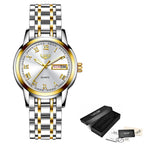 Women's Two Tone Stainless Steel Bracelet Watch Slim