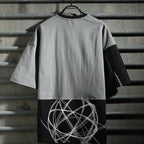 Old style hip hop fashion men's short sleeve T-shirt color matching style tooling 5-sleeve men's T-shirt Lootquake LLC