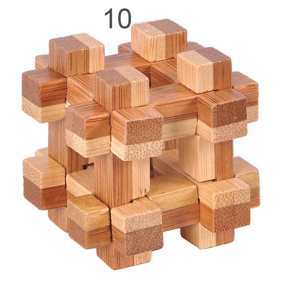 12 Style Brain Teaser 3D Wooden Interlocking Puzzles Game Toy Bamboo Small Size For Adults Kids - SJB-DIAMOND ELITES