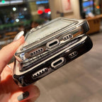 Ultra-light Transparent Photo Card Pocket Wallet Case For iPhone 13 11 12 14 Pro Max XS XR X 8 7 6S Plus Plating Cute Bear Rabbit Soft Phone Cover Cute Case with Card Holder Soft Cover Stevvex