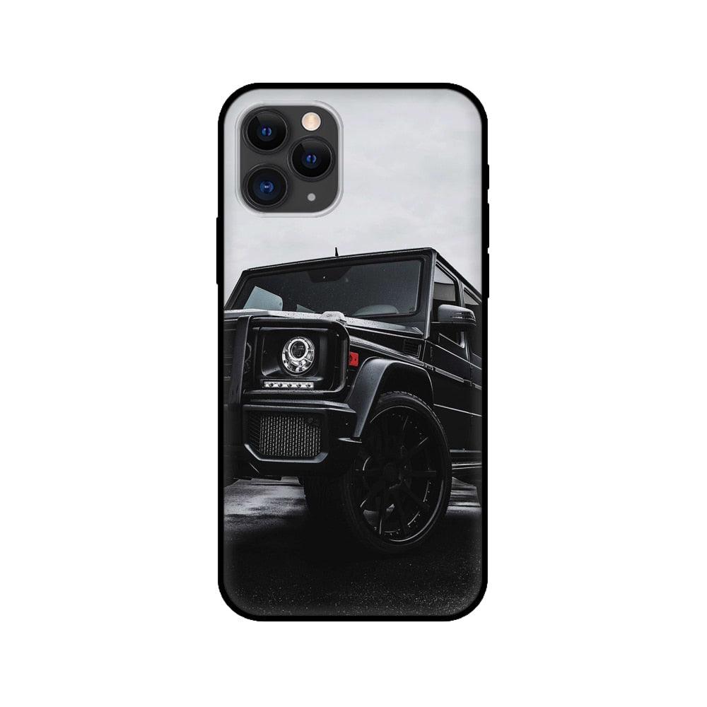 Black Case For Iphone  5 5s SE 2020 6 6s 7 8plus x 10 XR XS 11 12 13 Mini Pro MAX Silicon Cover Car Design Matte Black Silicone Back Cover For iPhone Stevvex