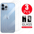 3Pcs Tempered Back Glass For iPhone 13 Pro Max Mini Protective Screen Protector Glass Film For iPhone 13 12 11 14 Pro XS Max XR Temper Film Premium HD Clarity Anti-Fingerprint/Scratch Back Protector Stevvex