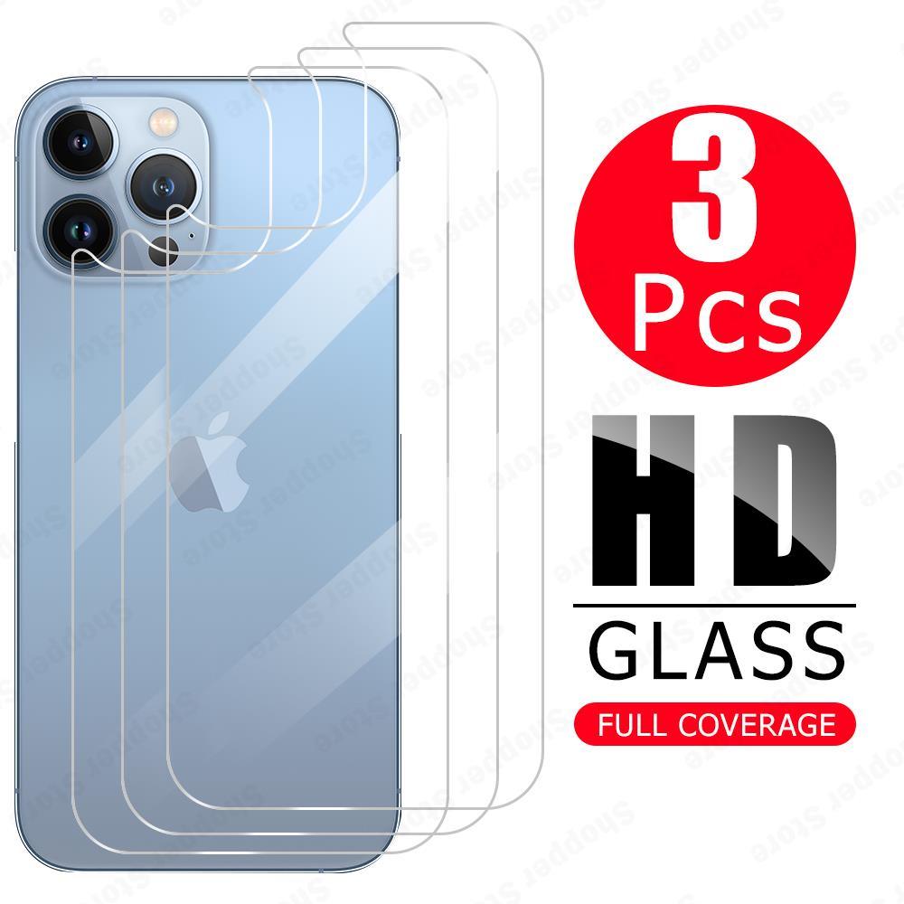3Pcs Tempered Back Glass For iPhone 13 Pro Max Mini Protective Screen Protector Glass Film For iPhone 13 12 11 14 Pro XS Max XR Temper Film Premium HD Clarity Anti-Fingerprint/Scratch Back Protector Stevvex