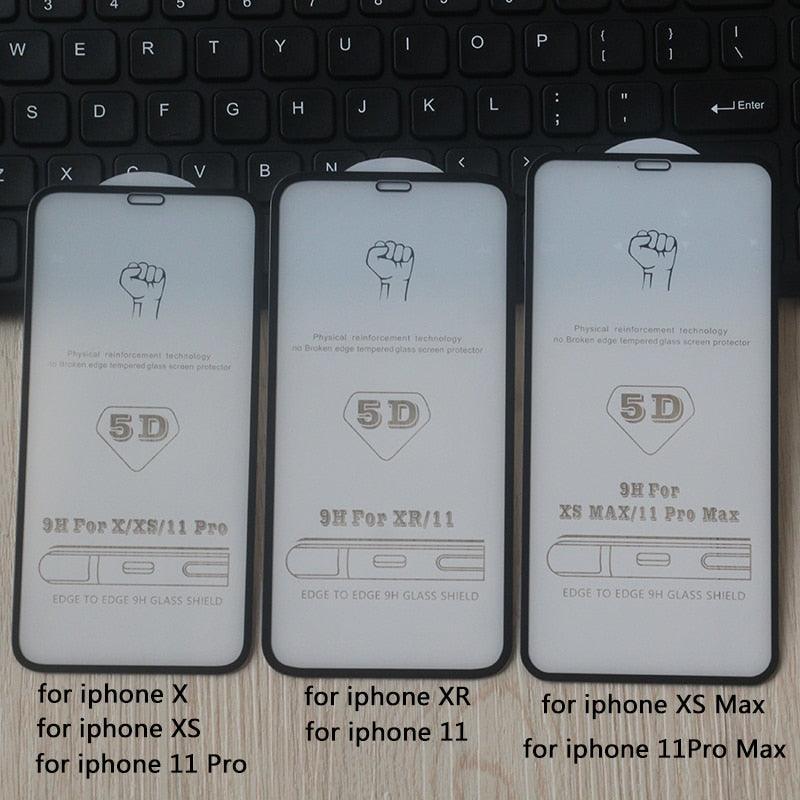 5D Screen Protector for iPhone6 6S 7 8 Plus X Edge Full Cover Film for iPhone 14 13 12 mini 11 Pro Max XR XS Tempered Glass Film Curved Edge Full Glue Screen Protector For iPhone Stevvex