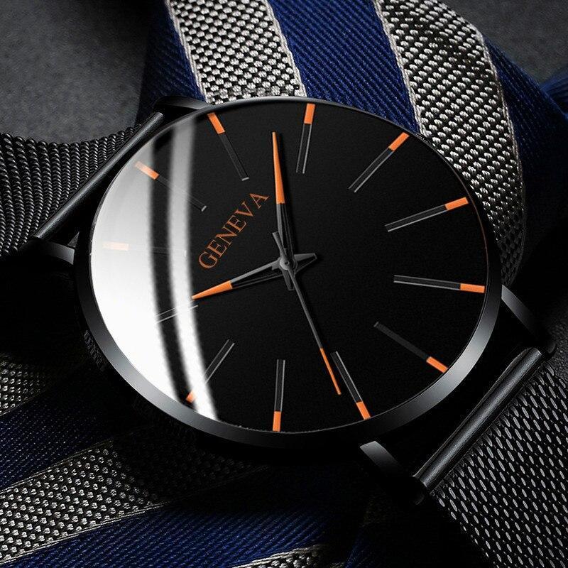 Minimalist Men's Fashion Ultra Thin Watch Simple Men Business Stainless Steel Mesh Belt Quartz Watch Relogio Masculino - SJB-DIAMOND ELITES