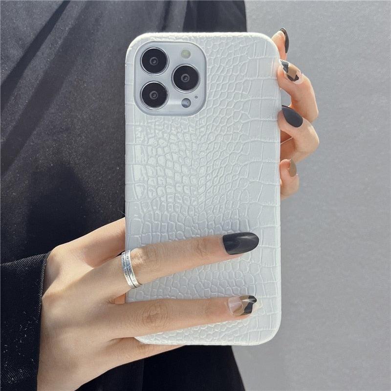 Genuine Leather Case for iPhone 13 Pro Classic Pattern Real Leather Full Coverage High-end Luxury Glossy Leather Couple Soft Case For iPhone 14 11 12 13 Pro Max 7 8 Plus 2 iPhone Cover Stevvex