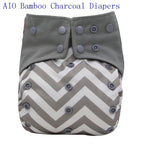 Newborn Cloth Diaper Sewed in Charcoal Bamboo Insert and Suede Pocket Diapers Waterproof Baby Nappies Design for Baby