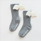 Luxury Modern Socks Baby Girls Knee High Socks With Angel wing  Summer Autumn Cotton Socks Solid Candy Color Toddler For Kids