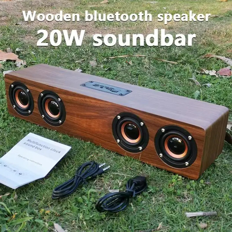 Wooden Bluetooth Speaker Portable Wireless Subwoofer Clock Soundbox Home Computer Echo Wall Soundbar HiFi Stereo TF AUX U Disk Lootquake LLC