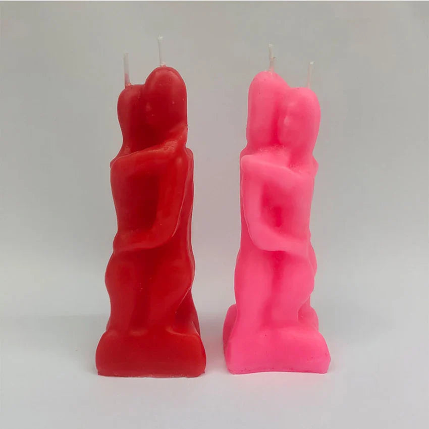 Male And Female Couple Embracing Candles Decoration Lovers Couple Candle Love Ritual Fall In Love With Me Spell, Red, Pink Lootquake LLC