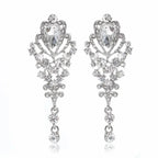 TREAZY Fashion Crystal Wedding Drop Earrings for Women Silver Color Bridal Dangle Earrings Brides Gifts Birthday Party Jewelry
