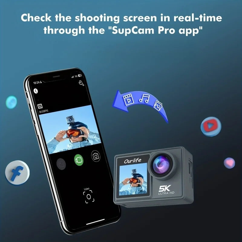 50MP photo mini wifi sport cam anti shaking 2.0 inch dual screen 5K ultra hd 1080P 120fps remote controller action camera Lootquake LLC