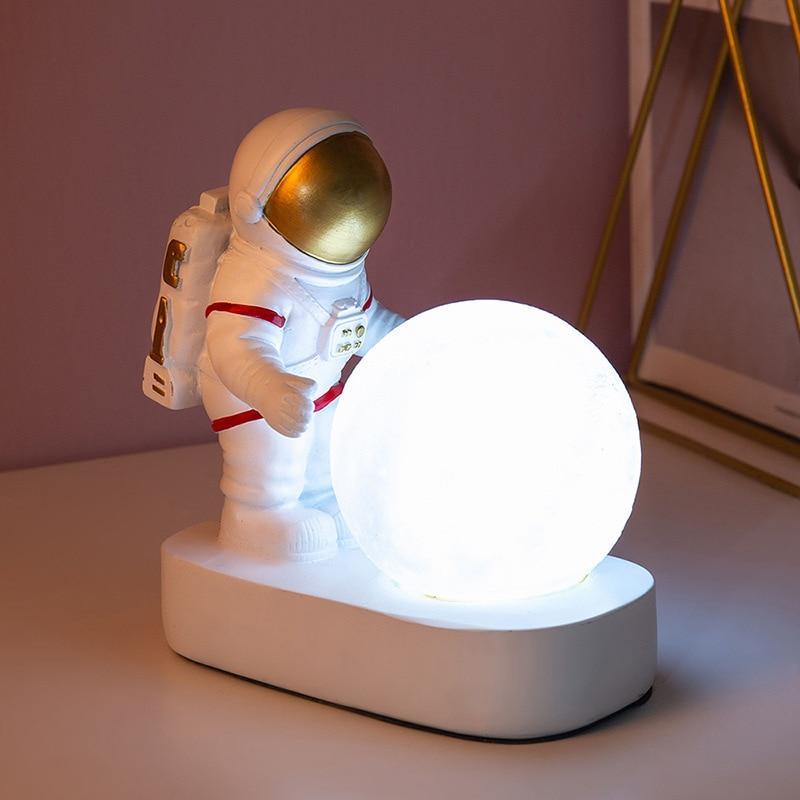 STEVVEX Astronaut Spaceman Moon Night Light Bedroom Bedside Desktop Creative Decoration Table Lamp Gift Light For Children Baby Kids - SJB-DIAMOND ELITES