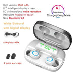 STEVVEX 3500mAh LED Bluetooth Wireless Earphones Headphones Earbuds TWS Touch Control Sport Headset Noise Cancel Earphone Headphone - SJB-DIAMOND ELITES