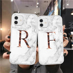 White A-Z Marble Texture Phone Cover For Iphone 12 Mini Soft Silicone Back Case Solid Name Phone Case Luxury Screen Camera Protection Shockproof Soft Cover Stevvex