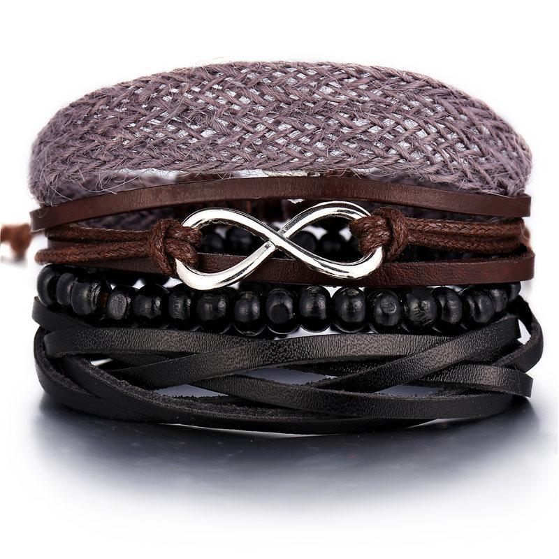 BOHO Tibet Stone Feather Multilayer Leather Bracelet Eye Fish Charms Beads Bracelets For Men Vintage Punk Wrap Wristband Cool Jewelry - SJB-DIAMOND ELITES