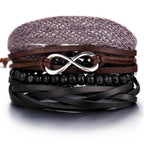 BOHO Tibet Stone Feather Multilayer Leather Bracelet Eye Fish Charms Beads Bracelets For Men Vintage Punk Wrap Wristband Cool Jewelry - SJB-DIAMOND ELITES