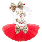 Luxury Modern Baby Girl First 1st Birthday Party Dress Cute Pink Tutu Cake Outfits For Birthday Party with Big Bow And Unicorn Design