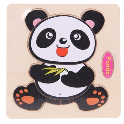 Baby Toys Wooden 3D Puzzle Cartoon Animal Intelligence Kids Educational Brain Teaser Children Tangram Shapes Learning - SJB-DIAMOND ELITES