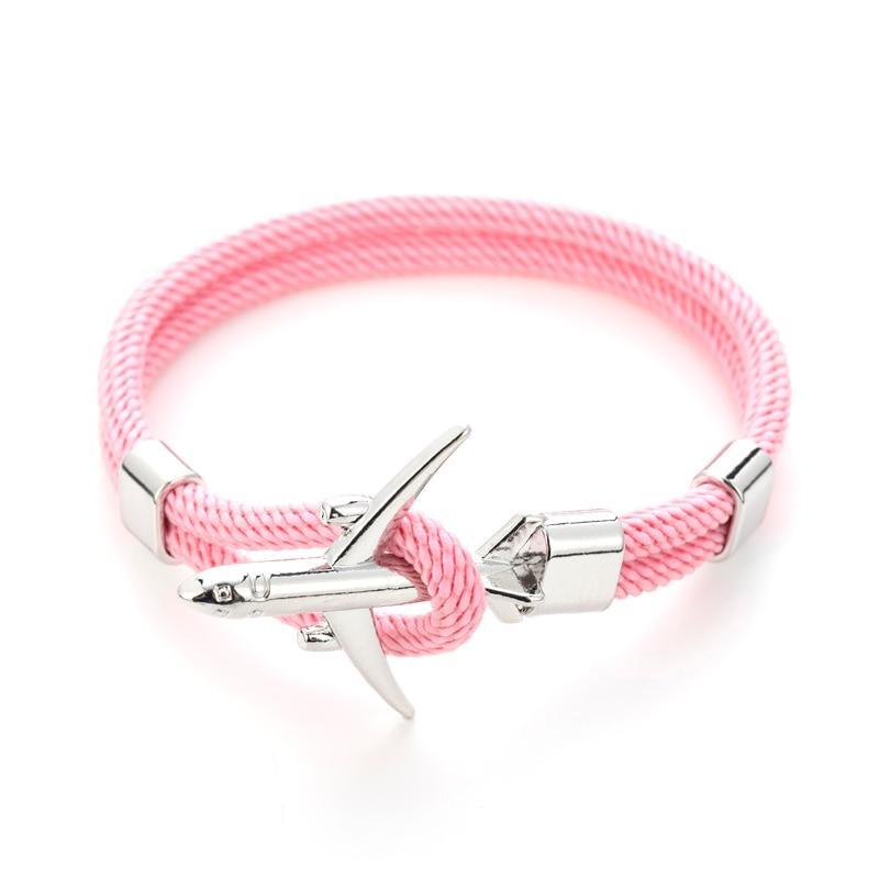 Modern Fashion Airplane Anchor Bracelets Men Charm Rope Chain Paracord Bracelet Women Male Air Force Style Wrap Metal Sport Hook Gift - SJB-DIAMOND ELITES