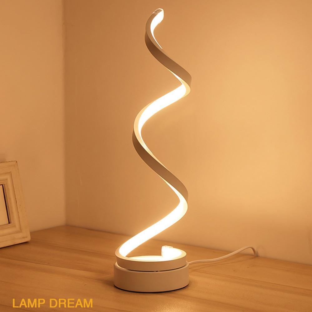 LED Spiral Table Lamp Modern Curved Desk Bedside Lamp Dim able Warm White Light For Living Room And Bedroom - SJB-DIAMOND ELITES