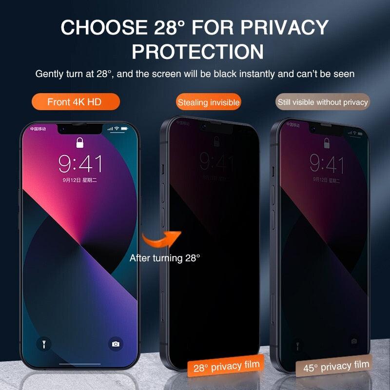 Full Cover Anti-Spy Screen Protector For iPhone 11 12 13 PRO MAX Privacy Glass For iPhone 14 Pro 8 Plus XS Max XR Tempered Glass Anti-Spy  Privacy Screen Protector for iPhone Stevvex