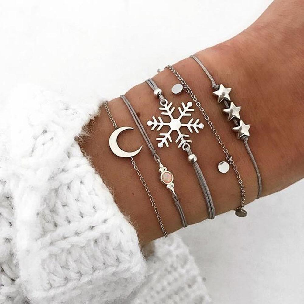 Fashion Bohemia Leaf Round Knot Cuff Bangle Gold Chain Charm Bracelet  for Women Simple Geometric Bracelets Luxury Jewelry - SJB-DIAMOND ELITES